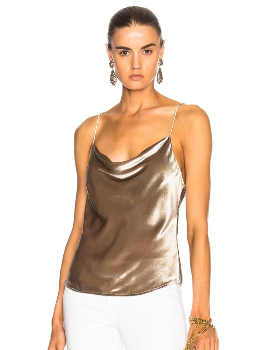 Fleur du Mal Velvet Cami Top in Mushroom Size XS